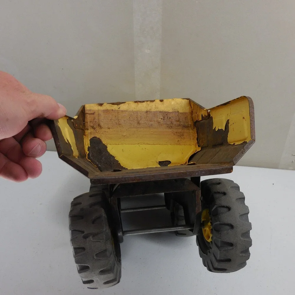 Vintage Tonka Turbo-Diesel Pressed Steel Dump Truck Yellow XMB-975 Rust Patina